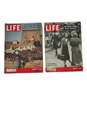 Vintage LIFE Magazine Lot 1955 January 17 & October 24 Issues Mid Century Ads Am